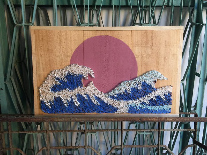 Sea Wave Ukiyo-e Home Furnishing Creative Wooden Works - Items for Display - Wood Multicolor
