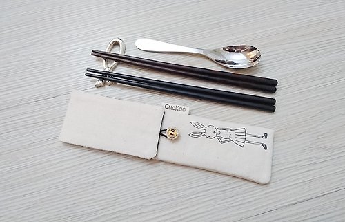Cuckoo 布穀 環保餐具收納袋 筷子袋 組合筷專用 雙層筷袋 手繪兔子小姐款