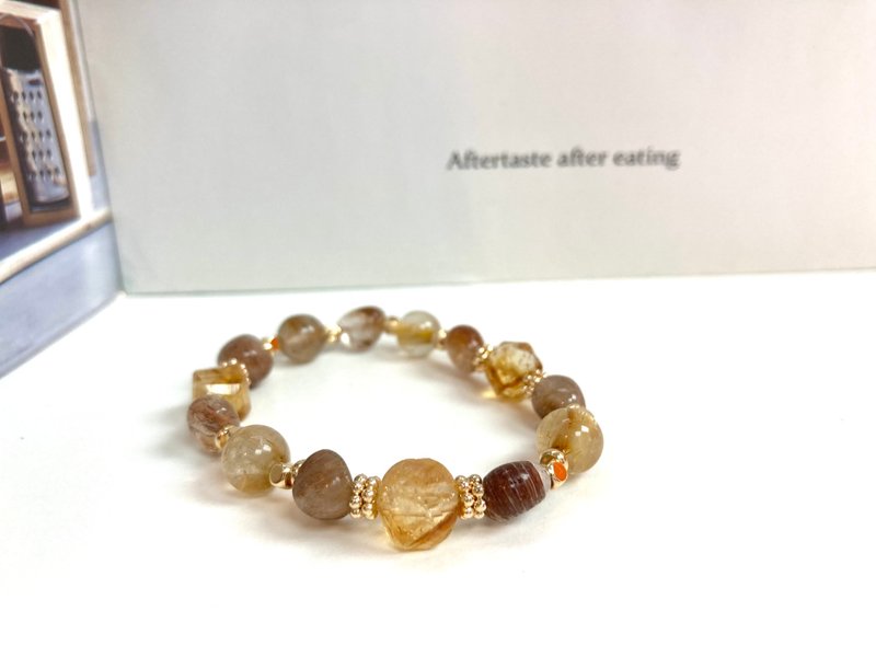 招財水晶手鍊 提升自信財運 黃水晶、銅髮晶、金髮晶/金鈦晶 - 手鍊/手環 - 水晶 