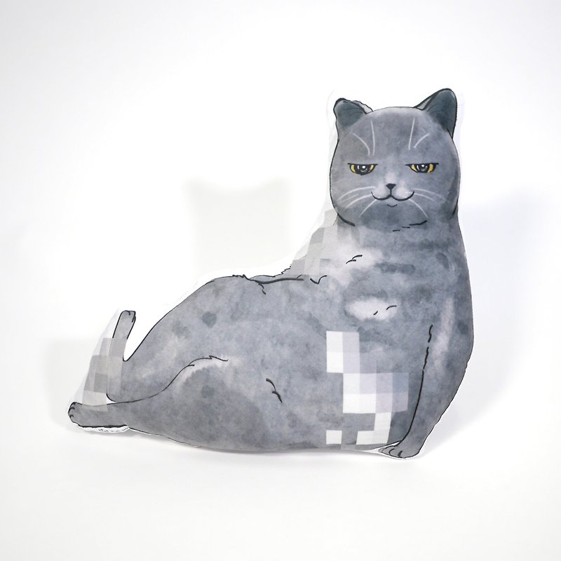 British cat Cushion throw pillow PURRBOY - หมอน - ผ้าฝ้าย/ผ้าลินิน 