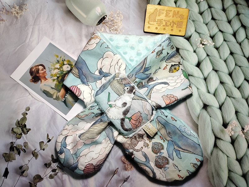 日本設計師布料海洋旅程童話鯨魚與貓布手作圍脖-不分年齡圍脖- - 圍巾/披肩 - 棉．麻 