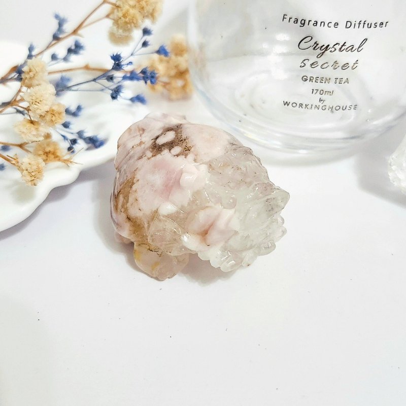 粉櫻花瑪瑙龍龜/招桃花、助工作運之水晶 - 擺飾/家飾品 - 水晶 粉紅色