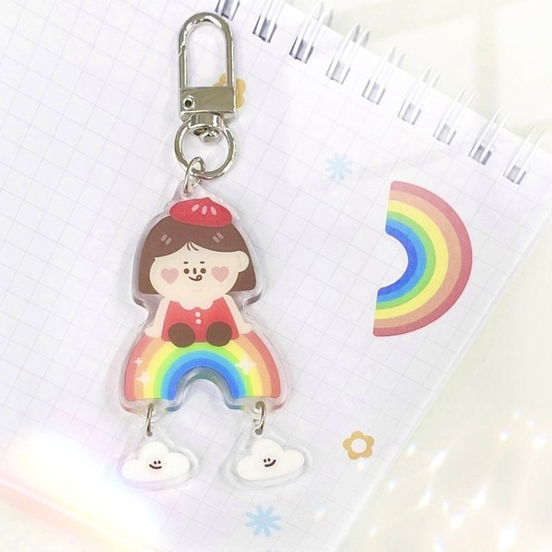 A Baozi/Rainbow Baozi Keychain Acrylic Acrylic Pendant - ที่ห้อยกุญแจ - วัสดุอื่นๆ 