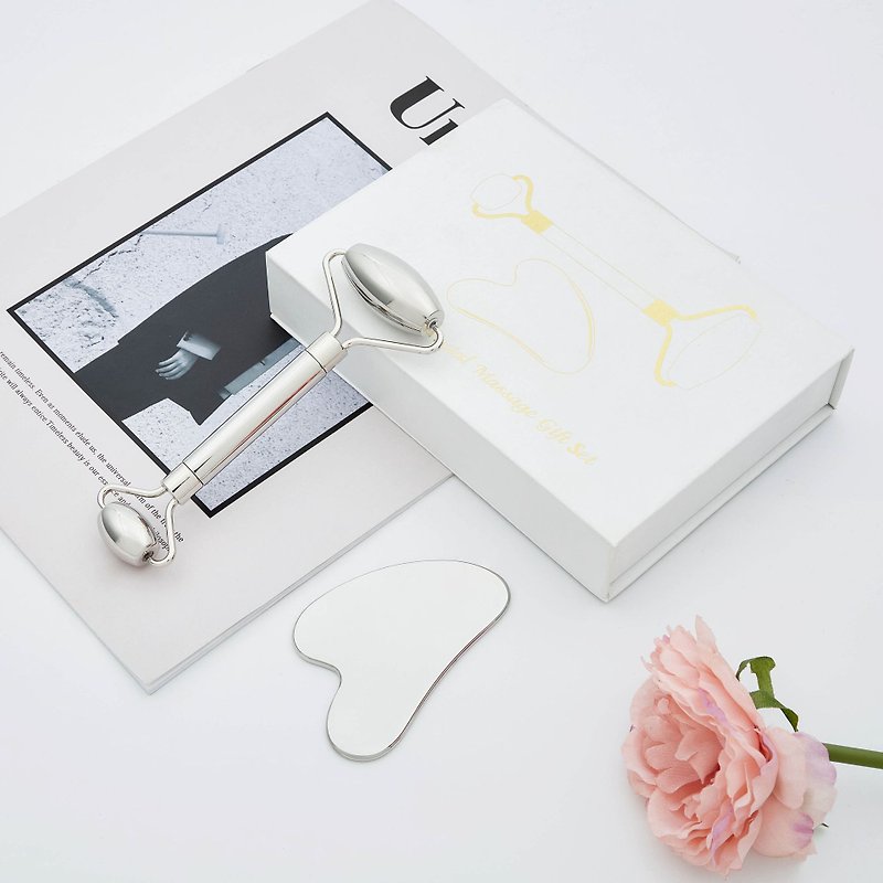Stainless Steel Firming Roller Heart-Shaped Scraping Board Set (With Exclusive Gift Box)