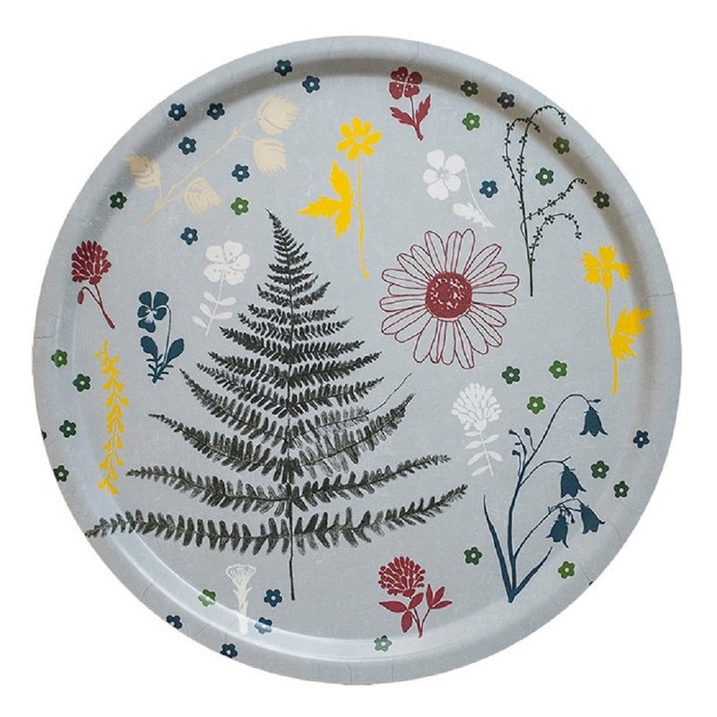 Round Tray-FERN TRAY (31cm) - ถาดเสิร์ฟ - ไม้ สีเทา