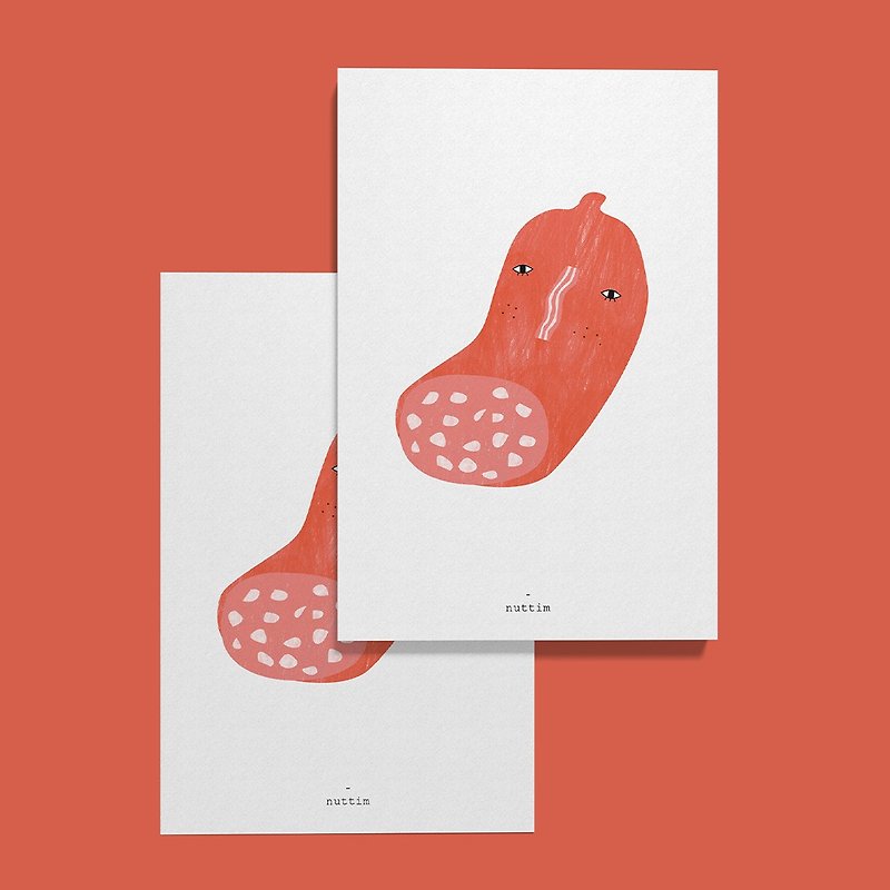 Postcard : Sausage - 心意卡/卡片 - 紙 粉紅色