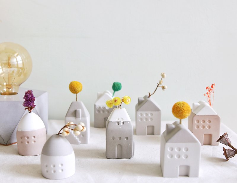 [Mud Hope House] Hope • Dried flower Cement house diffuser Stone - Plants - Cement Multicolor
