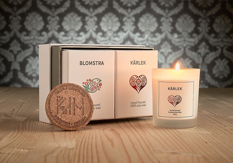 Say it with Vana Candles - 2in1 Gift Box "Warm LOVE"  - เทียน/เชิงเทียน - ขี้ผึ้ง สึชมพู