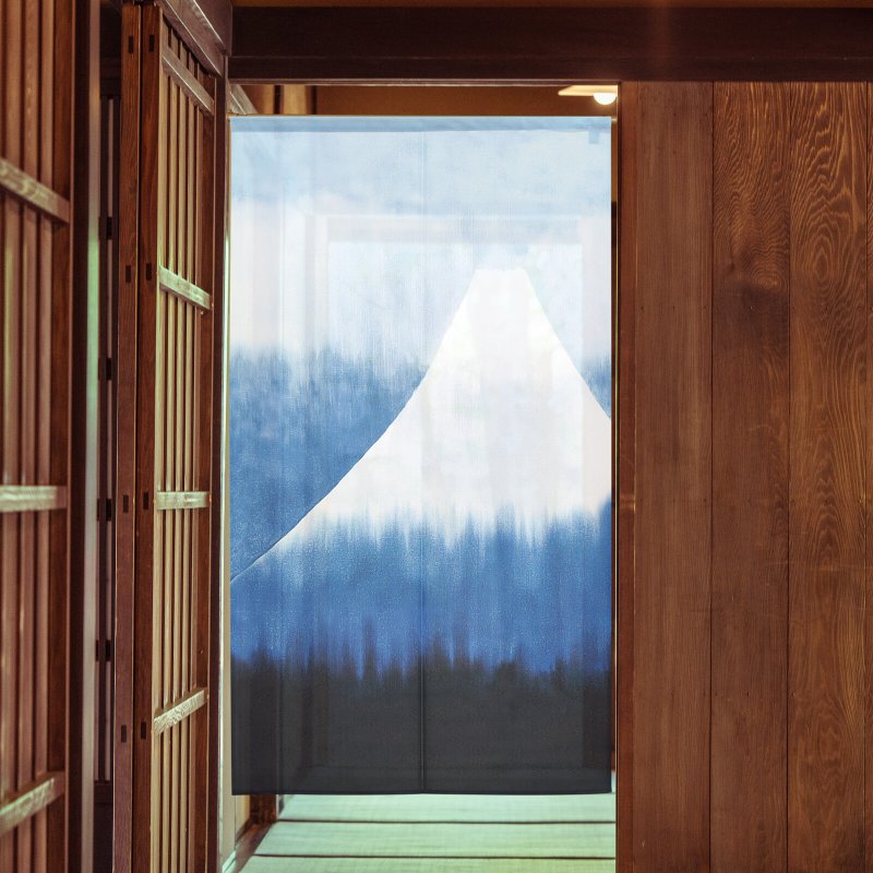 【預訂】日本製 藍染風富士山長門簾 - 門簾/門牌 - 聚酯纖維 藍色