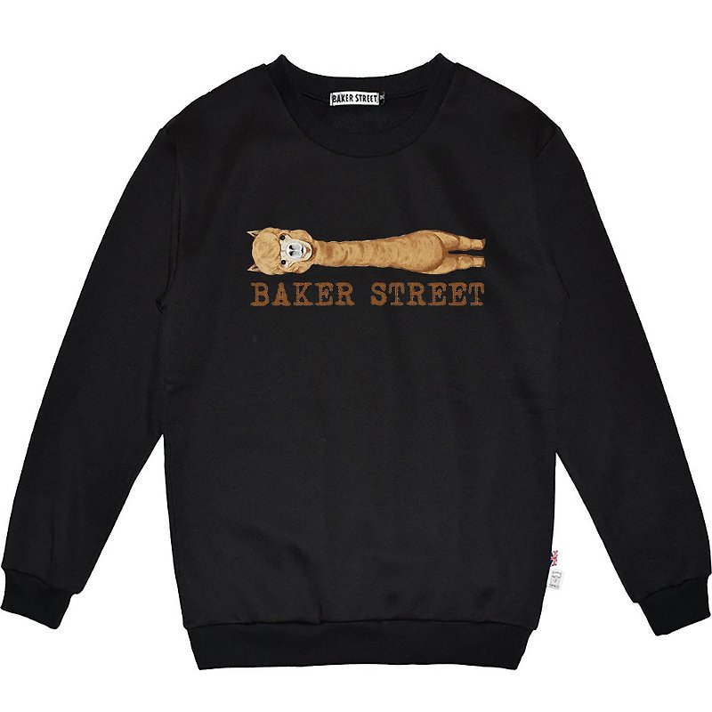 British Fashion Brand -Baker Street- Alpaca with Long Neck Printed Sweatshirt - เสื้อฮู้ด - ผ้าฝ้าย/ผ้าลินิน สีเทา