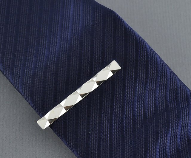 Sterling Silver Diamond Cut Tie Clip - Shop GreenRock Jewelry Ties