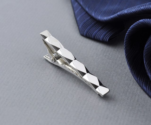 Sterling Silver Diamond Cut Tie Clip - Shop GreenRock Jewelry Ties