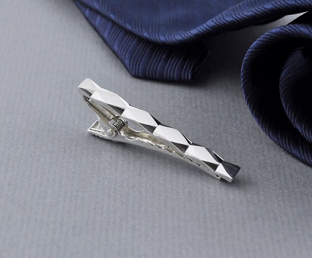 Sterling Silver Diamond Cut Tie Clip - Shop GreenRock Jewelry Ties