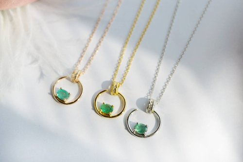roseandmarry Natural Emerald Pendant and Necklace Silver925.