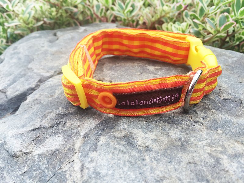 Chain hair child collar - Wenqing lattice small sun orange 2 cm wide version [Spot] - ปลอกคอ - ผ้าฝ้าย/ผ้าลินิน สีเขียว