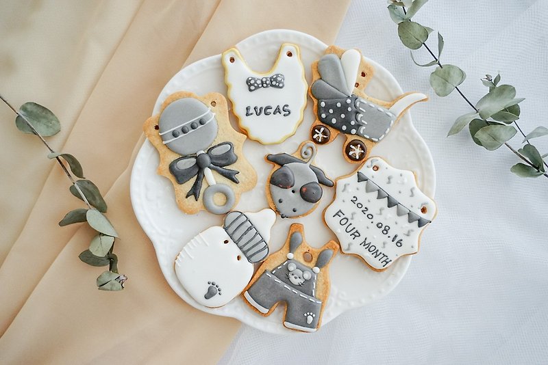 Gray baby icing biscuit collection biscuits