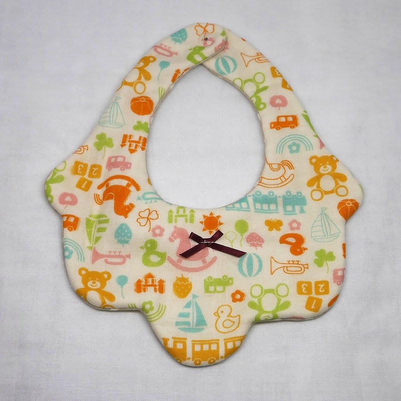 Japanese Handmade 8-layer-gauze Baby Bib/ Toy - ผ้ากันเปื้อน - ผ้าฝ้าย/ผ้าลินิน ขาว