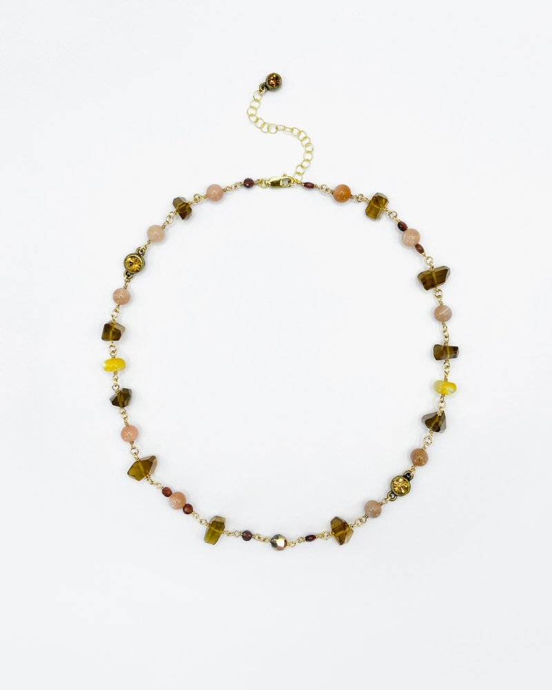 Honey Quartz 14K Gold Fill 短型金項鍊 // Honey Golden River - 項鍊 - 水晶 金色