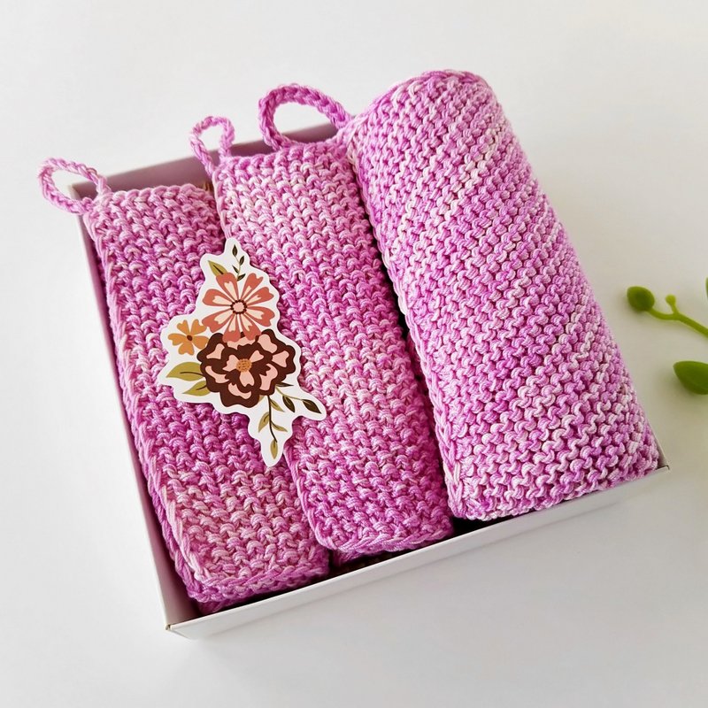 Kitchen gift ideas for wife, 洗碗布, 菜瓜布, 洗碗刷, Zero waste kitchen - 碗盤清潔/洗碗精 - 棉．麻 粉紅色