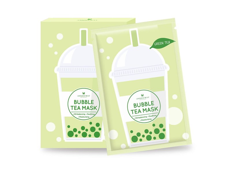 Annie's Way Green Tea Bubble Tea Invisible Silk Mask 5pc - Face Masks - Other Materials Green