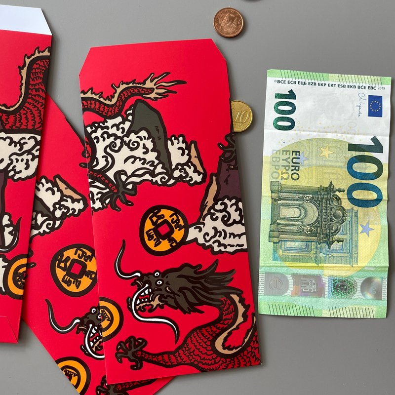 【快速出貨】飛龍在天紅包袋利是封3入 - 紅包袋/春聯 - 紙 紅色