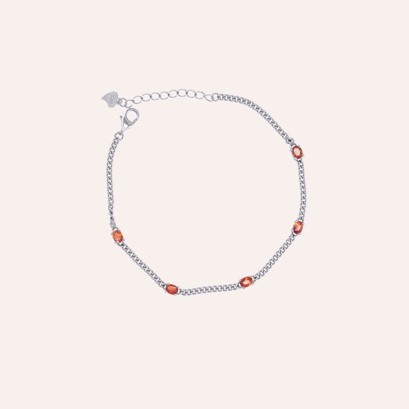 Anzhu Orange Orange Oval 3*4mm Bracelet Harmony Series Oval B Gemstone Silver AND - Bracelets - Silver Orange