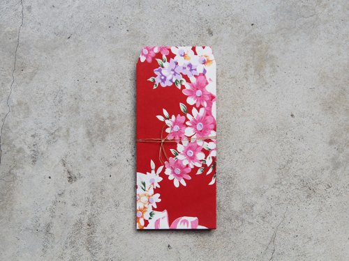 Floral paper red bag / red