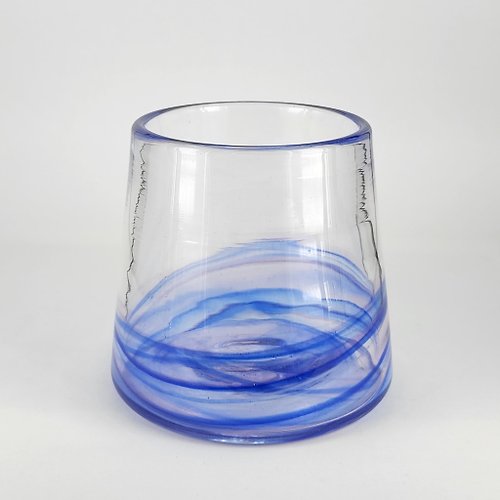 臺灣玻璃舘 藍色旋流杯-山形 手作玻璃杯 純手工吹製
