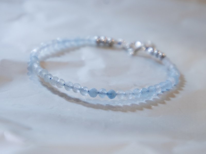 海藍寶 三月誕生石925 SILVER 切面海藍寶  3mm- 細緻手鏈 - 手鍊/手環 - 寶石 藍色