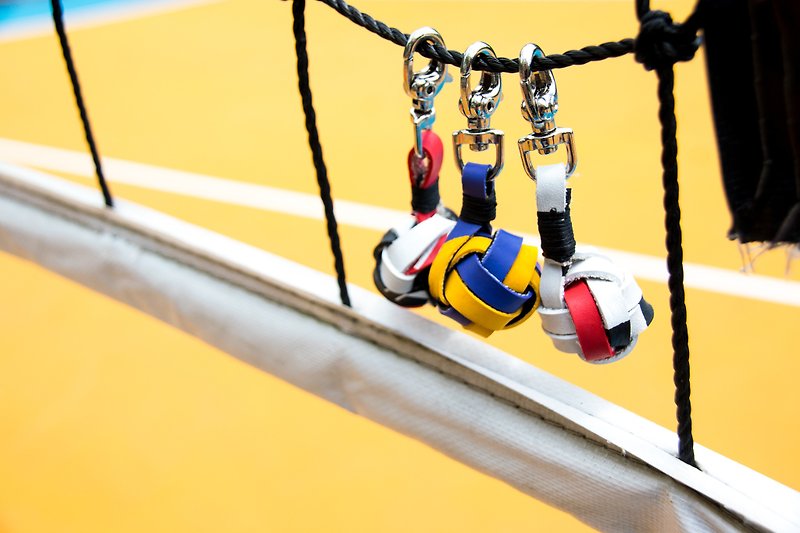 Recycled volleyball // Baby Volleyball a small volleyball key pendant_time difference series - Keychains - Eco-Friendly Materials Multicolor