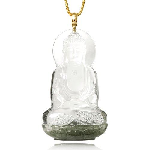 正佳珠寶 Gemsrich Jewelry 【正佳珠寶】綠幽靈 頂級玻璃體聚寶盆 阿彌陀佛 39.4g 吊墜