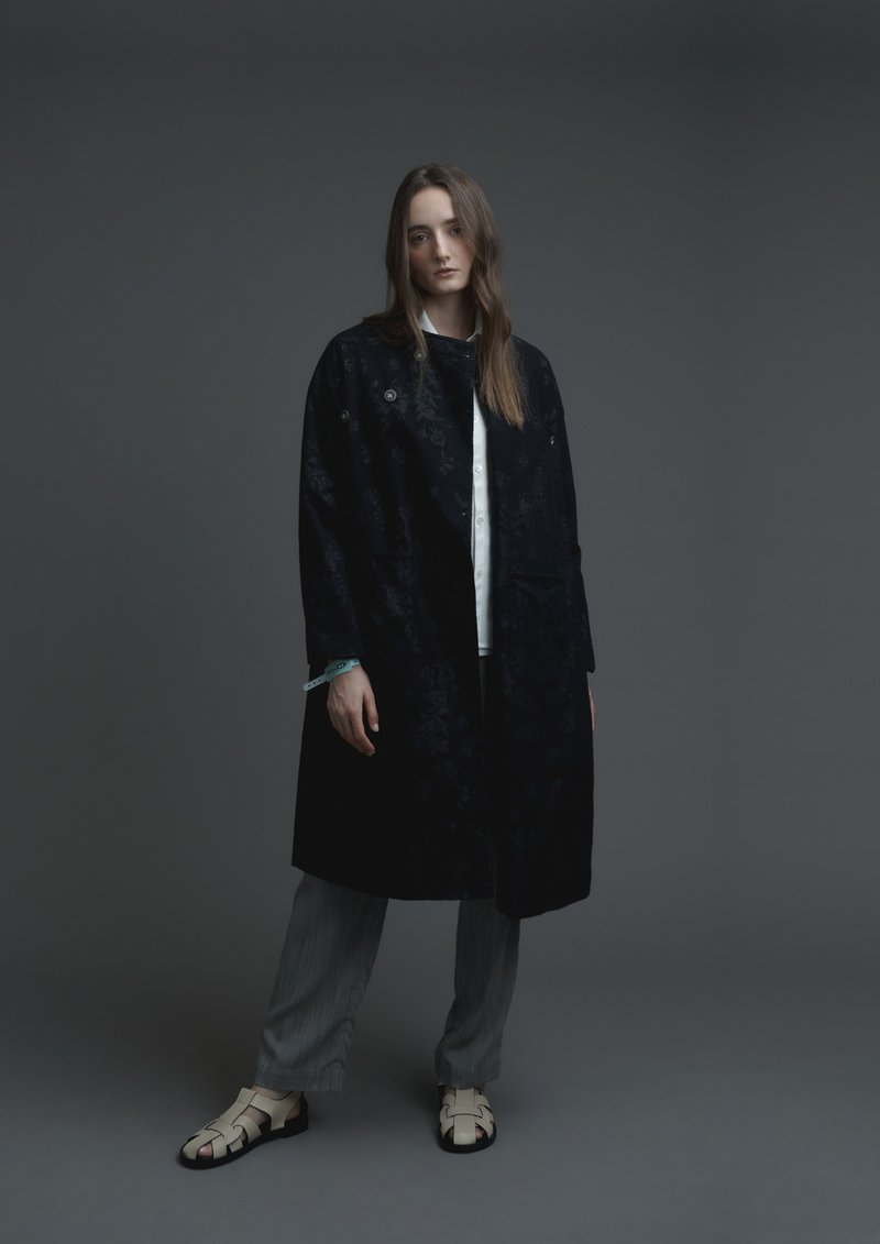 ブラック新チャイナ風ダークパターン中綿コート - ブレザー・コート - コットン・麻 ブラック