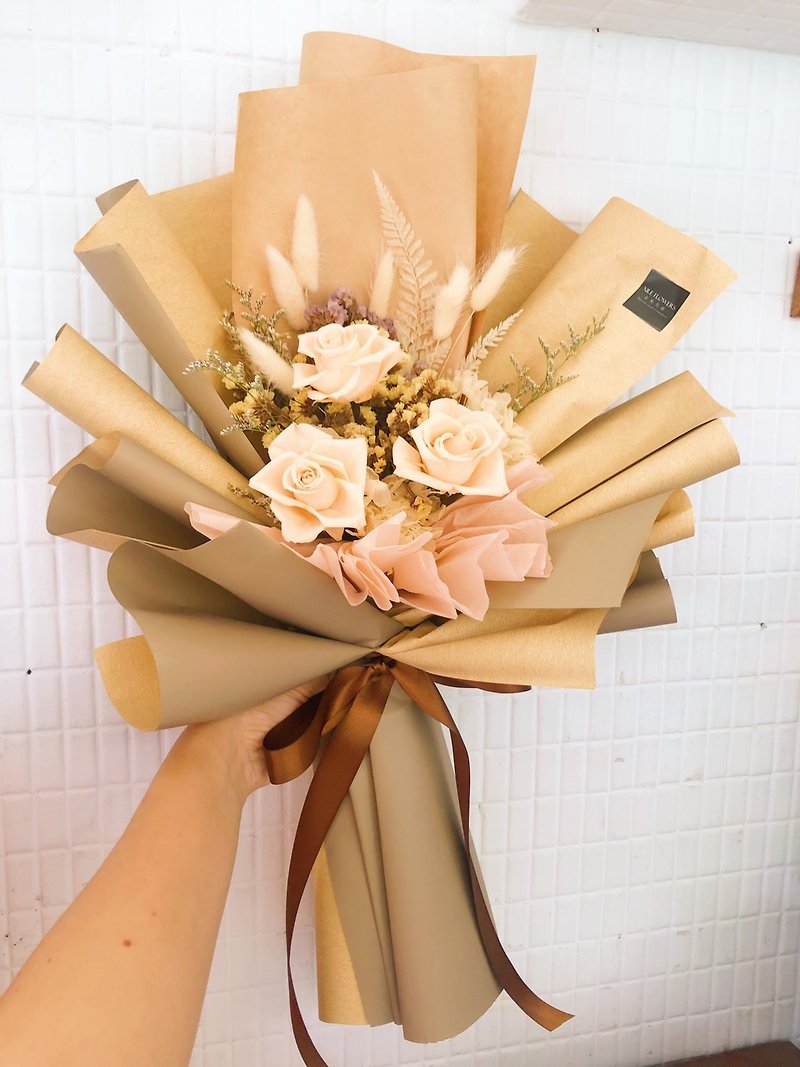 Joy Floral Art|Earth Tone Bouquet/Dry Flower/No Withering Rose/Graduation Bouquet/Valentine&#39;s Day