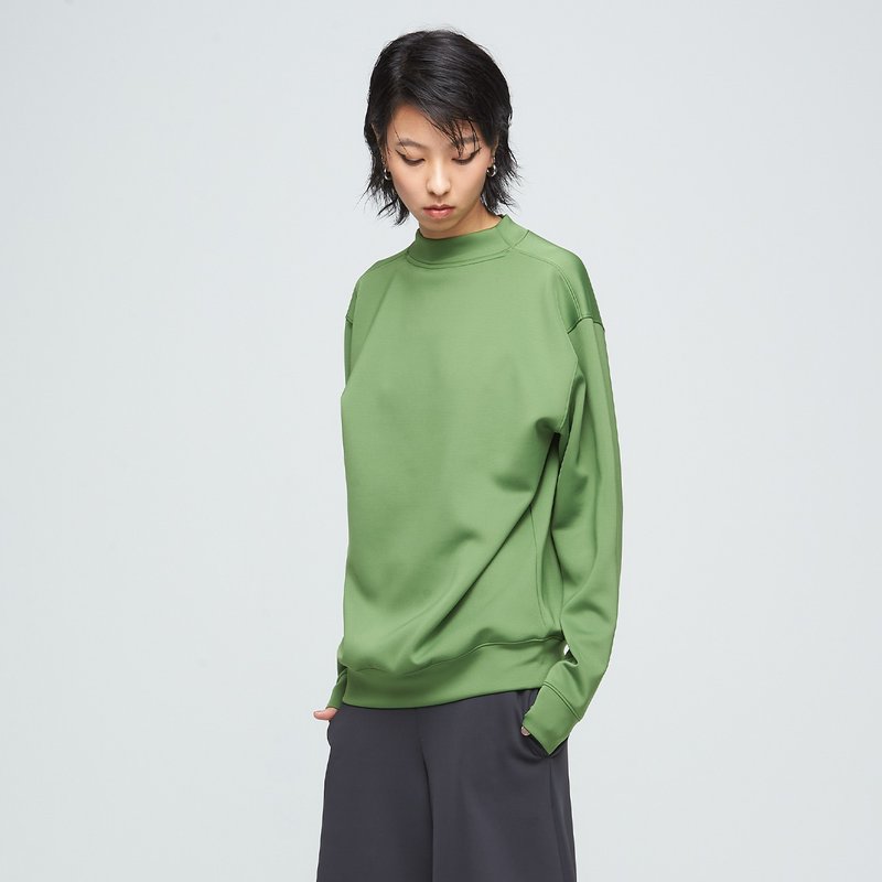 抗菌棉柔落肩衛衣(中性)-仙人掌綠 - 女上衣/長袖上衣 - 聚酯纖維 綠色