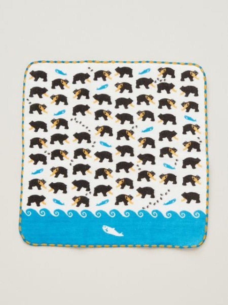 【Pre-order】 ✱ lovely black bear handkerchief ✱ - Towels - Cotton & Hemp Multicolor