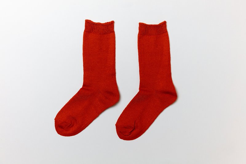 リネンニット ソックス　レッド　22-24cm - 襪子 - 棉．麻 紅色