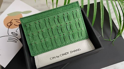 CINDY ZHANG 編織橄欖綠卡片夾