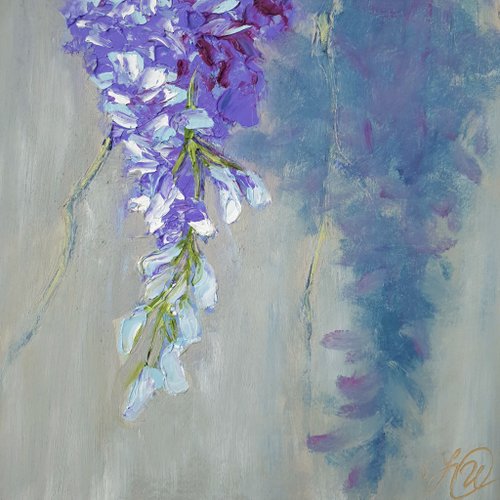 油絵（藤の花） 油絵 油彩 油彩画 絵 絵画 【流れ咲く藤の花】 | HIROSHI1990