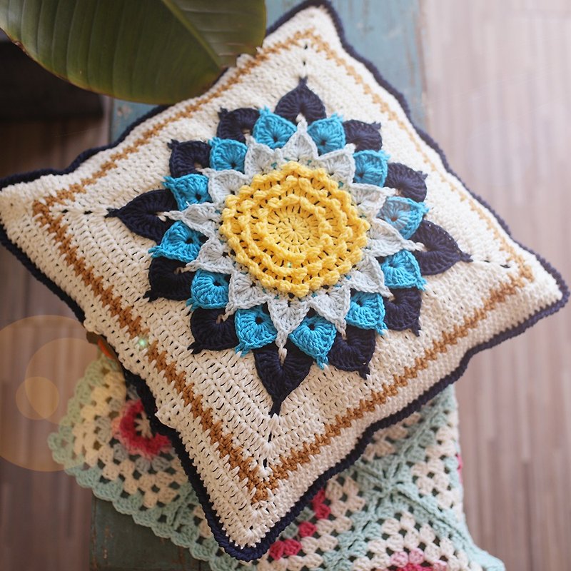 Mori Girl Pastoral Style Wool Handmade Crochet Milk Cotton*Summer Sunflower*Cushion Backpack Waist Pillow