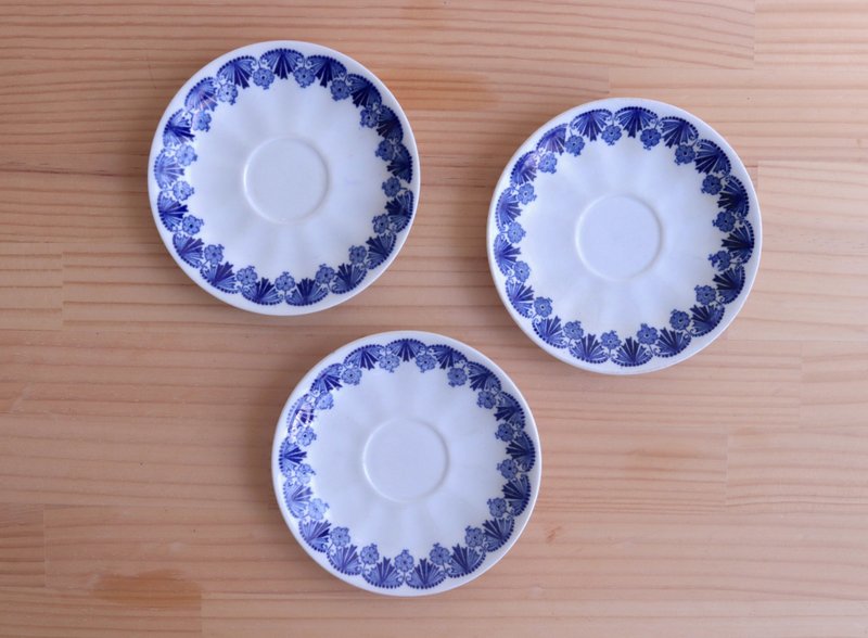 二手老件 瑕疵出清特價 芬蘭Arabia Sohvi希臘藍花蕾絲系列小碟 - 盤子/餐盤/盤架 - 陶 藍色