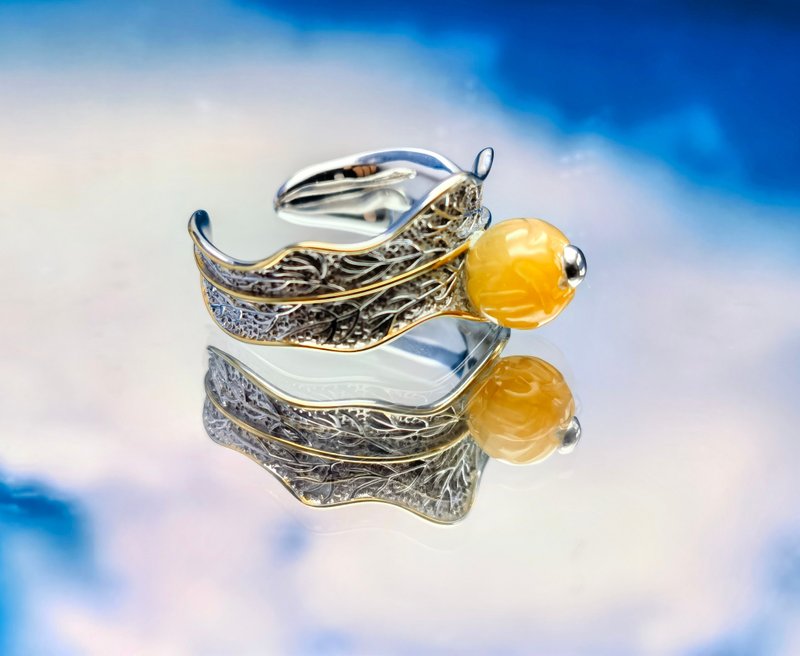 Silver Collection - Icy orange jadeite silver ring - แหวนทั่วไป - เครื่องเพชรพลอย 