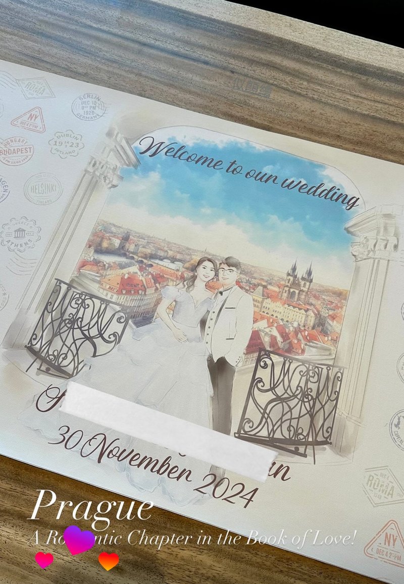 Add on custom drawing sketch watercolor style wedding illustration guestbook - Marriage Contracts - Other Materials White