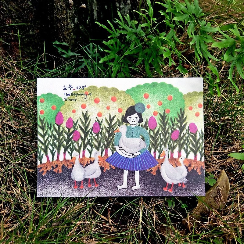 （ポストカード2枚買うと1枚無料）台湾の太陽の言葉_李東_イラストレーターのはがき_生姜 - 女性のアヒルPOST CARD - カード・はがき - 紙 