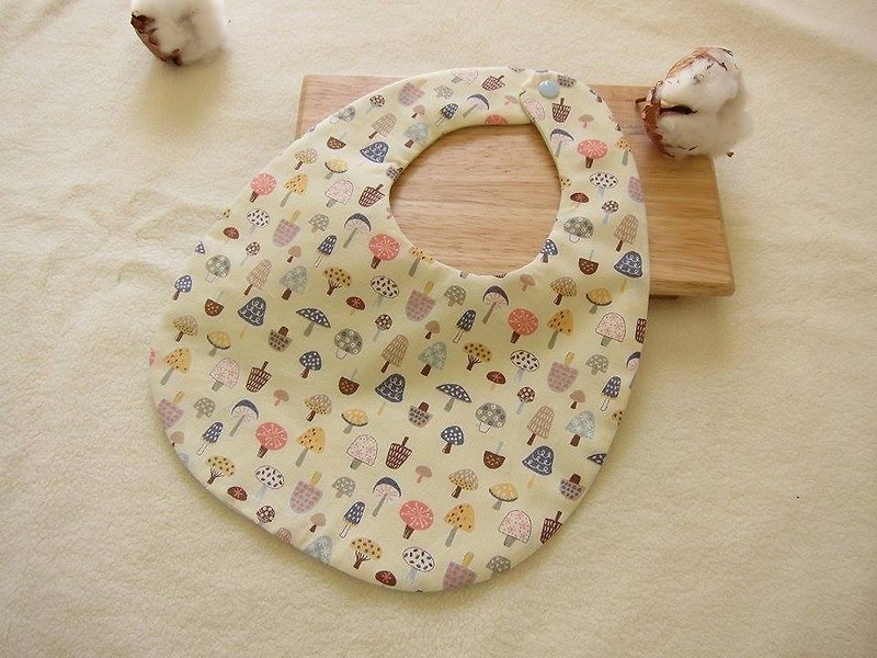 Alice colored mushrooms blossoming - infant baby cotton bibs, bibs (pink milk pale yellow) - Bibs - Other Materials Orange