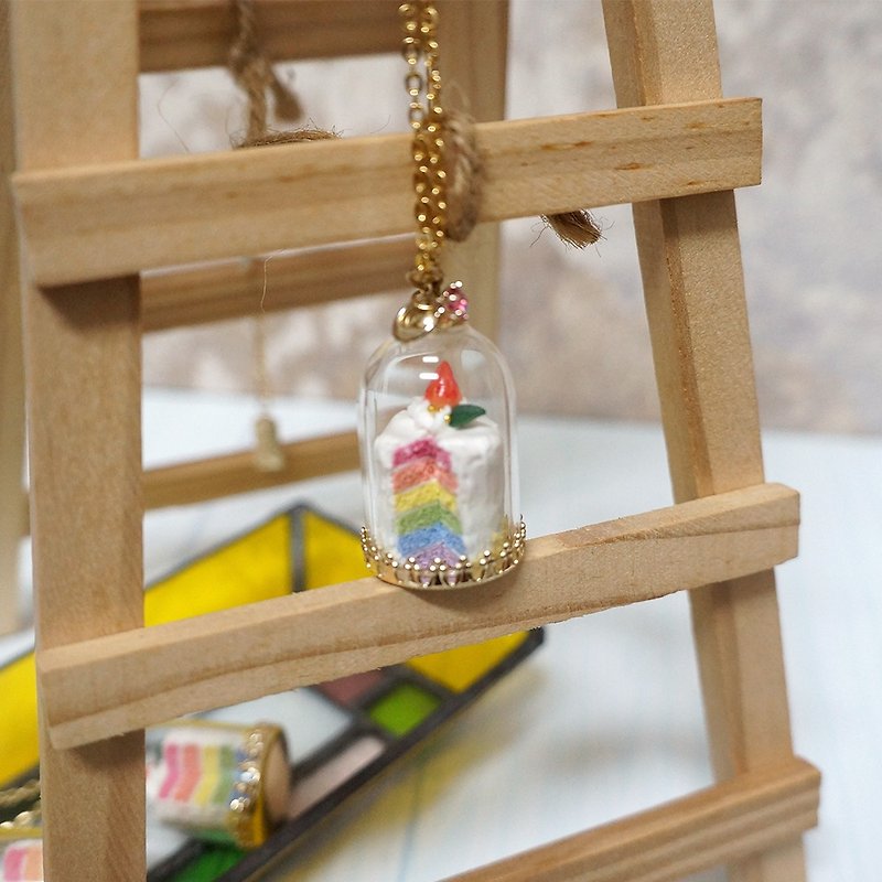 Resin Clay Rainbow Birthday Cake Small Pearl Necklace Jan. ~ Dec. Birthstone - Necklaces - Clay Multicolor