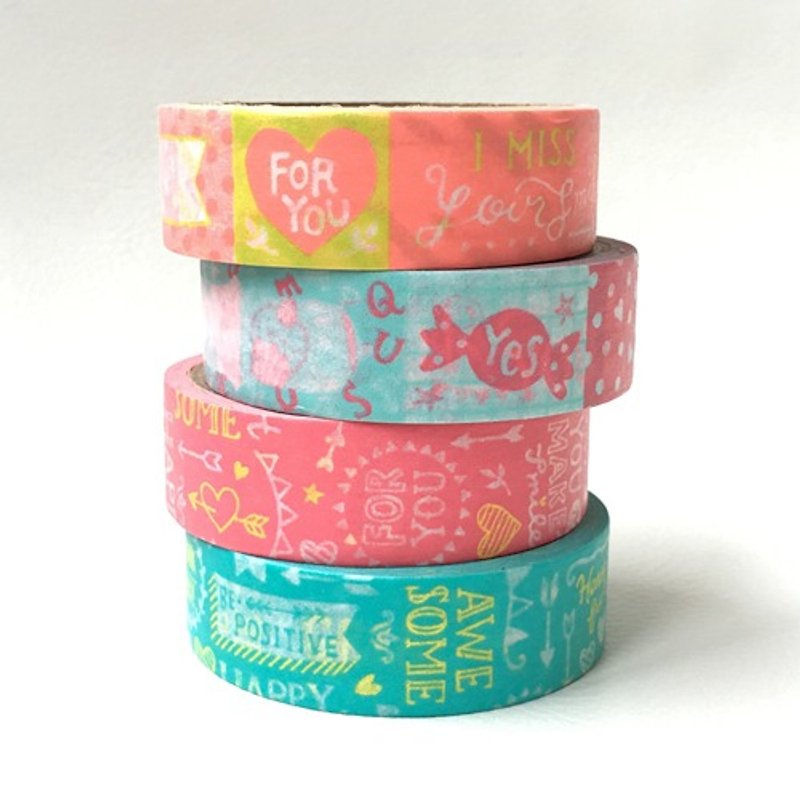 amifa and paper tape into 4 groups [sweet (35544)] - Washi Tape - Paper Multicolor