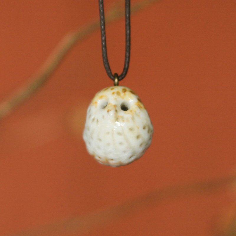 Firewood Pottery Essential Oil Necklace Little Yellow Dot Owl