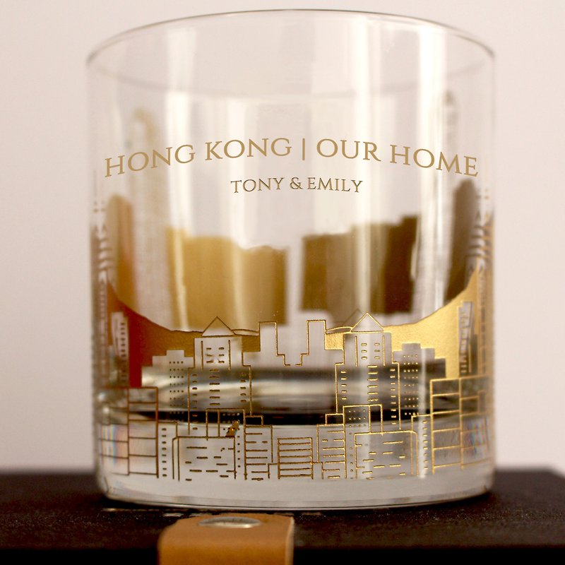 [Customized] Commemorative Gift Hong Kong HONGKONG|OUR HOME Whiskey Glass Immigrant Gift|Carving