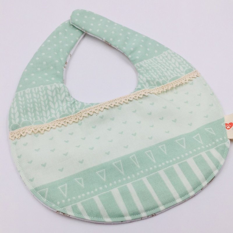 Green pattern design lace bib double gauze saliva towel design moon gift - Bibs - Cotton & Hemp Green