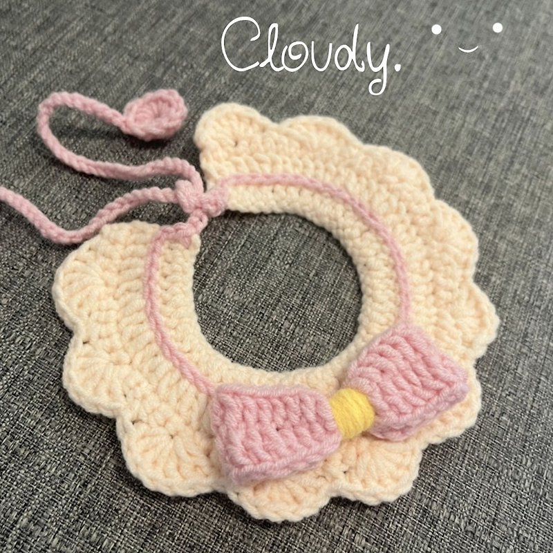 Cloudy CANDY Cat collar Crochet Handmade - ปลอกคอ - เส้นใยสังเคราะห์ สึชมพู